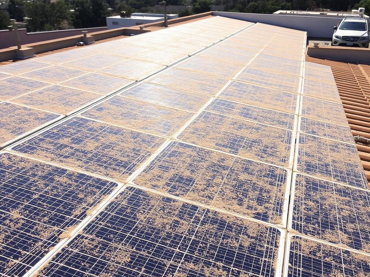 Solar panel cleaning — before